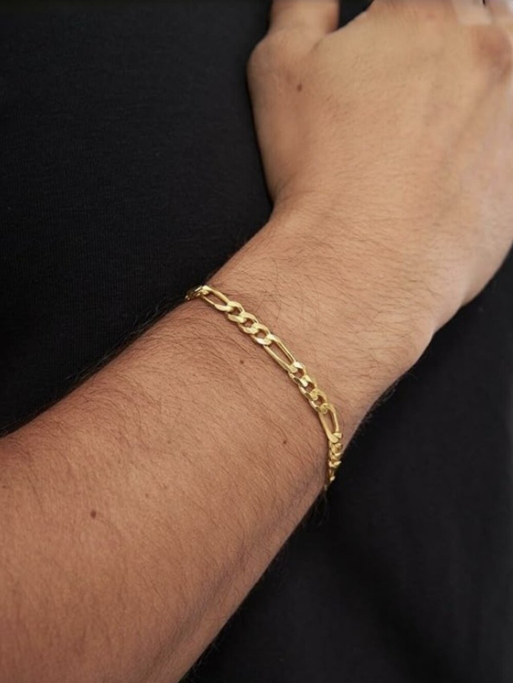 14K Gold Figaro Chain Bracelet 7.5 Inch - Picture 3 of 8